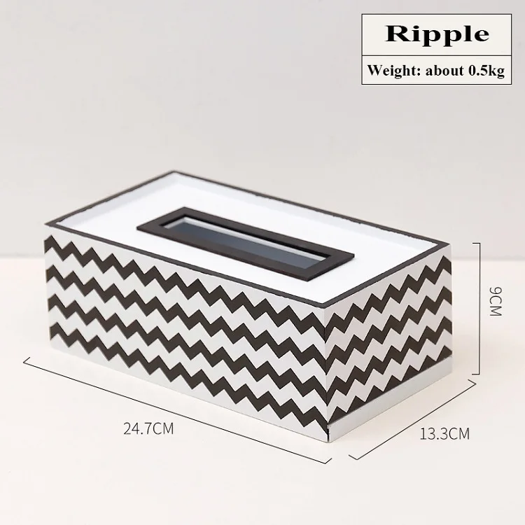 Black Ripple Деревянная коробка для салфеток, контейнер для салфеток, держатель для салфеток, диспенсер для бумаги, Простой Модный чехол для салфеток, для украшения дома и офиса - Цвет: Black Ripple