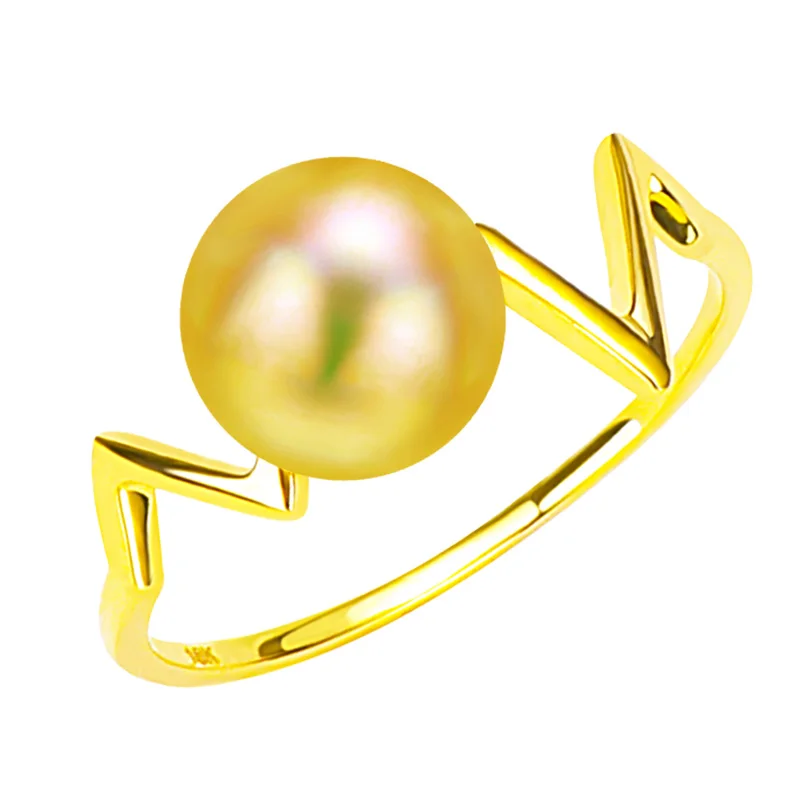 YS Pure 18k Gold Flash Ring 8-8.5mm Natural Akoya Pearl Fine Jewelry For Women | Rings