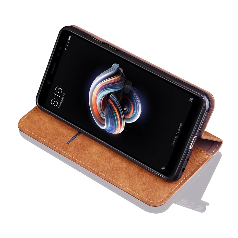Роскошный тонкий кожаный чехол-книжка в стиле ретро для MI XiaoMi RedMI Note 5 Pro, чехол-кошелек с отделением для карт, Магнитный чехол-книжка, чехол для телефона s