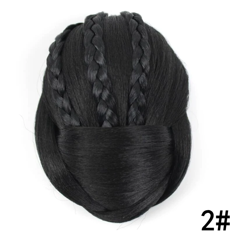 S 12cm Long Synthetic Hair Piece Braided Chignon Clip In Hair Bun High Temperature Fiber Donut Hair Roller