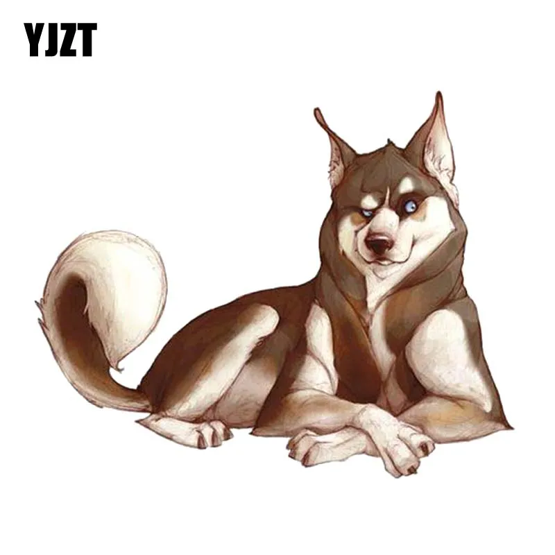 

YJZT 13.3CM*10.7CM Crouching Husky Decorate Car Sticker PVC Decal 12-300273