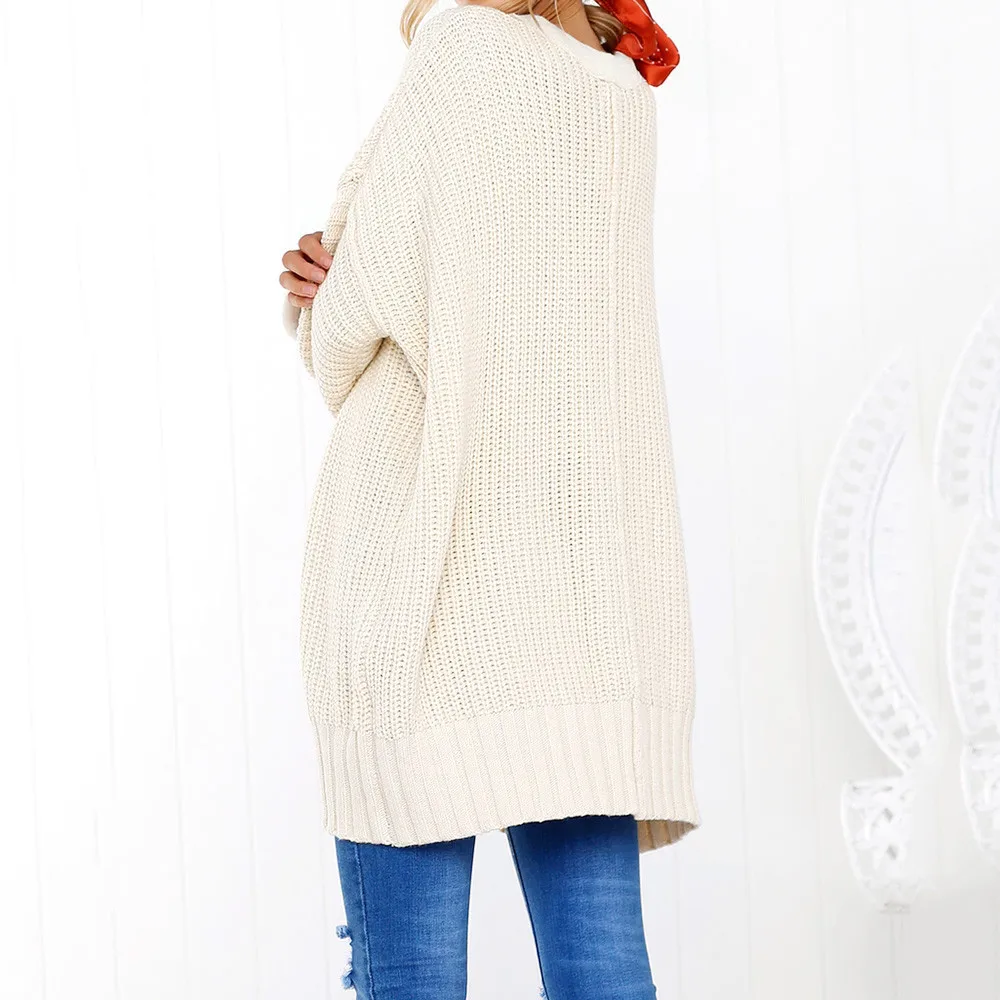 JAYCOSIN Hot Fashion Womens Solid Color Casual Long Sleeve V-Neck Jumper Sweaters Blouse Tops High Quality Sweater New | Женская одежда
