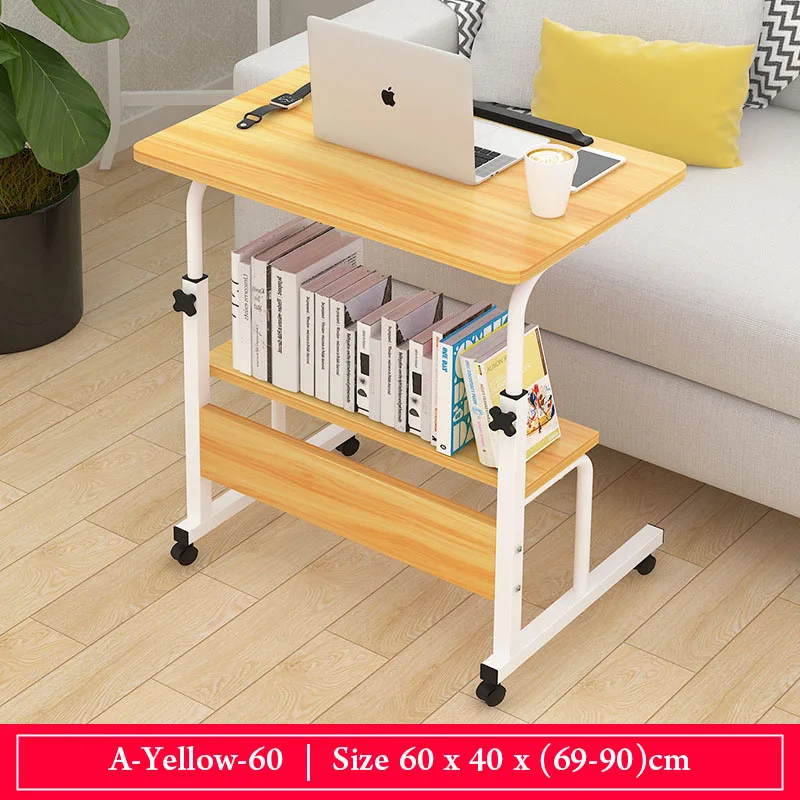 A-yellow-60cm Простой стоящий стол для ноутбука может перемещаться Домашний Настольный стол может быть поднят и опущен Мобильный складной стол мебель для дома - Цвет: A-yellow-60cm