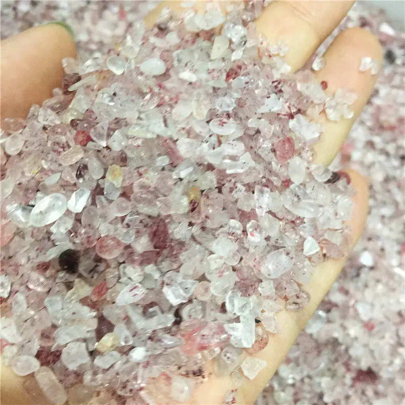 100 г натуральный клубничный кристалл камень кварц точки палочки исцеляющий
