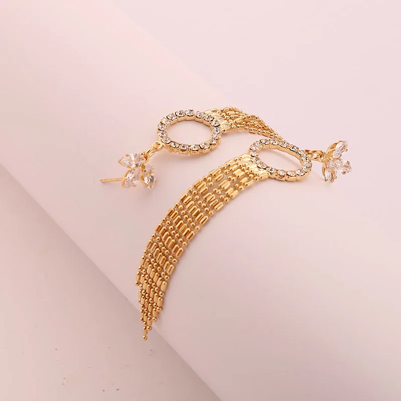 Новые модные серьги DIY Длинные круглые полые из нержавеющей стали с блестящими