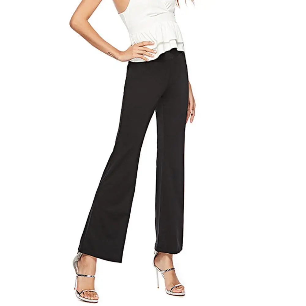 Женские Модные Офисные повседневные однотонные длинные брюки с высокой