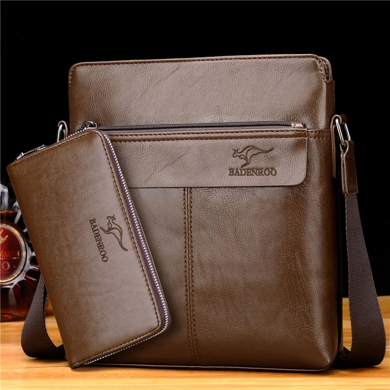 Khaki with Wallet Рабочая офисная деловая мессенджер из почтальона дипломат портфель сумка мужская женский мужчина женская для документов работы через плечо сумочка барсетка портмоне чемодан саквояж коричневая чёрный планшет класический - Цвет: Khaki with Wallet