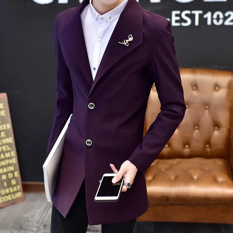 VERSMA 2018 корейский Slim Fit Повседневное мужской костюм с блейзером искусственная
