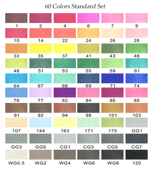 60standard Color Set Улучшенный 60/80/216 Цвет на спиртовой основе фломастеры двойной головой художественный эскиз Маркеры Ручка для анимации Manga рисунок - Цвет: 60standard Color Set