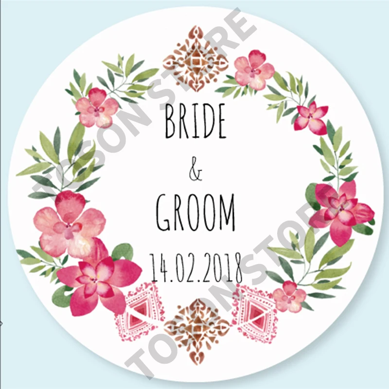 100, Silver laser Customized text logo, Wedding Stickers, Invitations Seals, Candy Favors Gift Boxes Labels, On White Adhesive