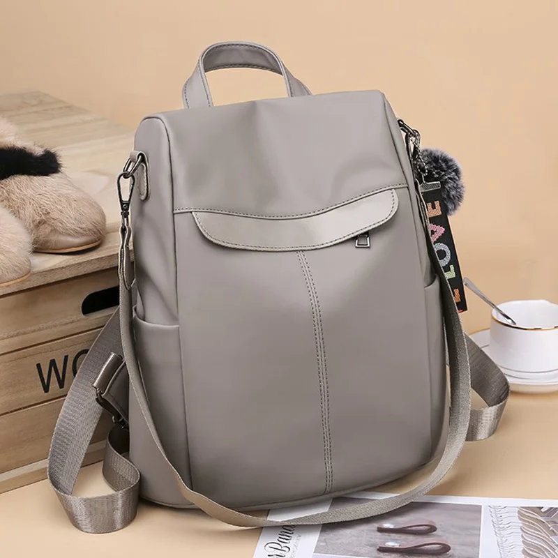 Female Casual Leather Backpack Women's A Bag Large Capacity Waterproof Teenage Girls Bags Minimalist Vintage Women Backpacks | Багаж и