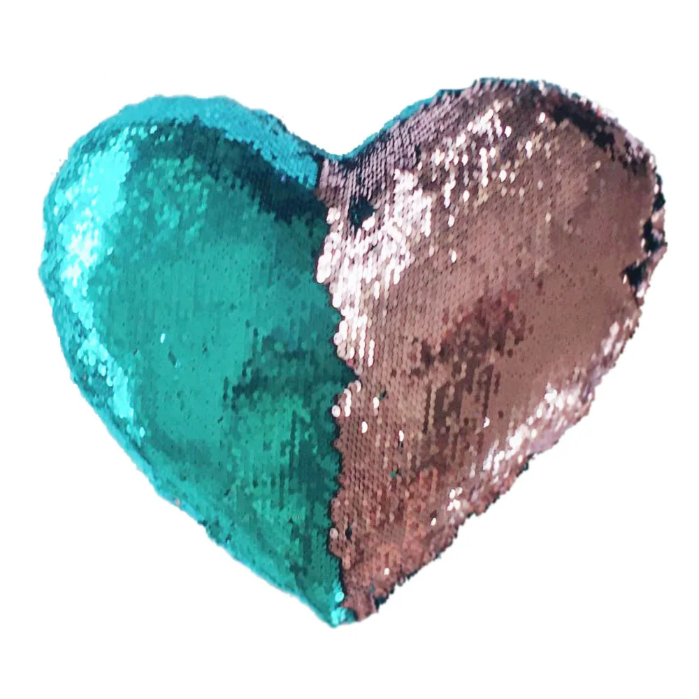 blue pink Сердце Форма Sequin Подушка Чехол Русалка диванная подушка крышка, сделай сам, блестящие Двусторонняя Подушка Чехол Цвет изменение подушки Чехол Лидер продаж - Цвет: blue pink