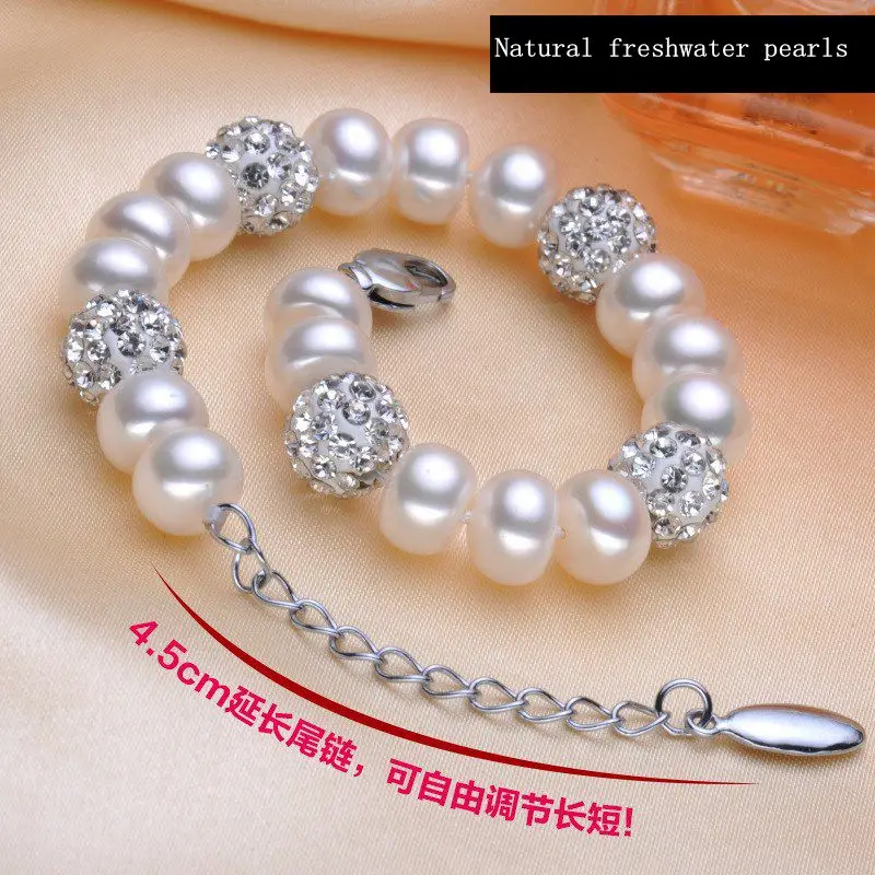 Женский браслет с натуральным пресноводным жемчугом ASHIQI из стерлингового