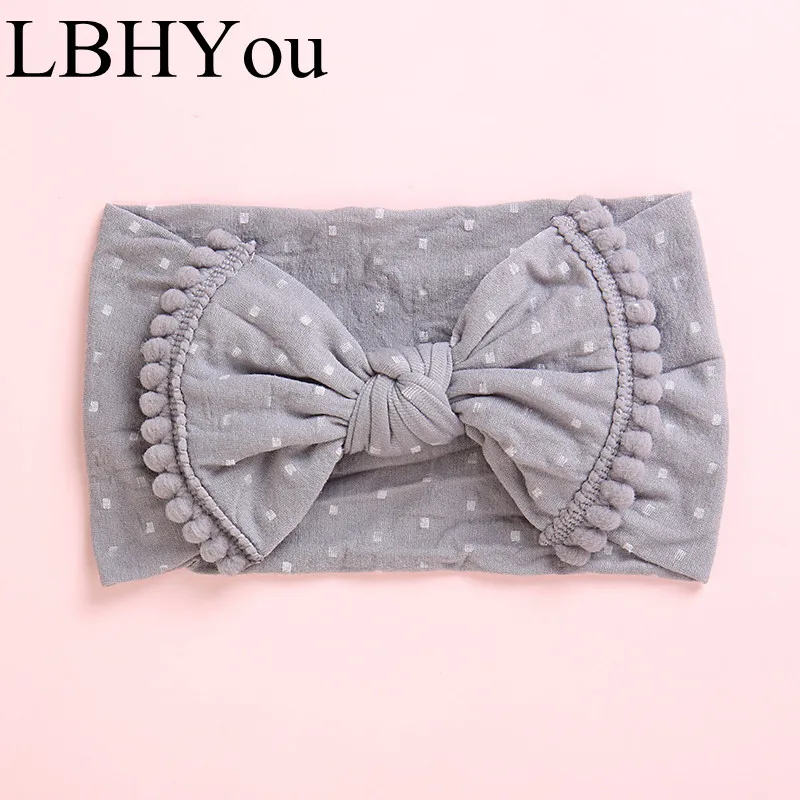 1 шт. заколки с бантом нейлоновые повязки на голову фурнитура помпонами мягкая