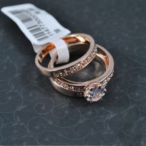 Горячая Распродажа романтический подарок золотой цвет 3 в 1 набор свадебных колец