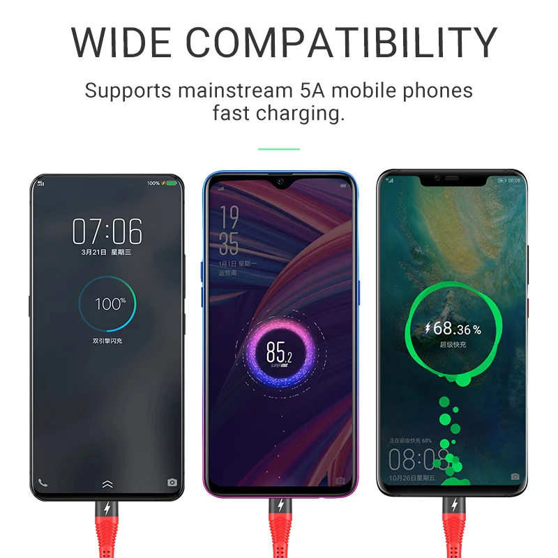 hoco usb cable to type c 5a fast charging usb c wire usbc charger c type cord for samsung xiaomi huawei mobile phone android free global shipping