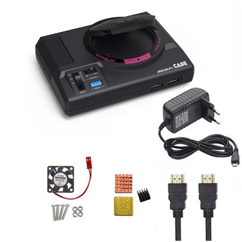 Retroflag MEGAPi CASE M с классическим USB контроллером + адаптер питания 32 ГБ sd карта для