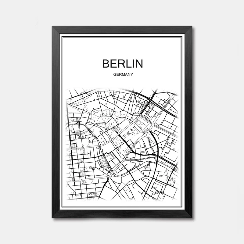 Berlin Карта всемирно известных городов абстрактное плакат искусство крафт-бумажный постер для бара/Кафе Ретро Эскиз художественное оформление роспись Наклейка на стену 42x30 см - Цвет: Berlin