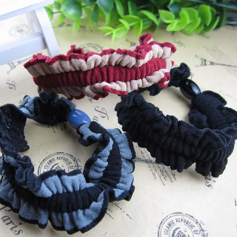 

20PCS/LOT Women Big fabric Hair Band Rope Scrunchie Girl Ponytail Holder Lace Headwear Accessories Rubber Band