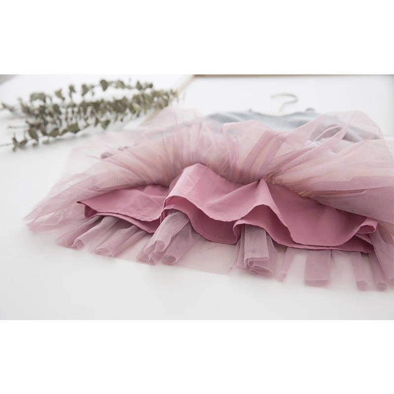 Детское хлопковое платье с длинными рукавами Сетчатое многослойное принцессы