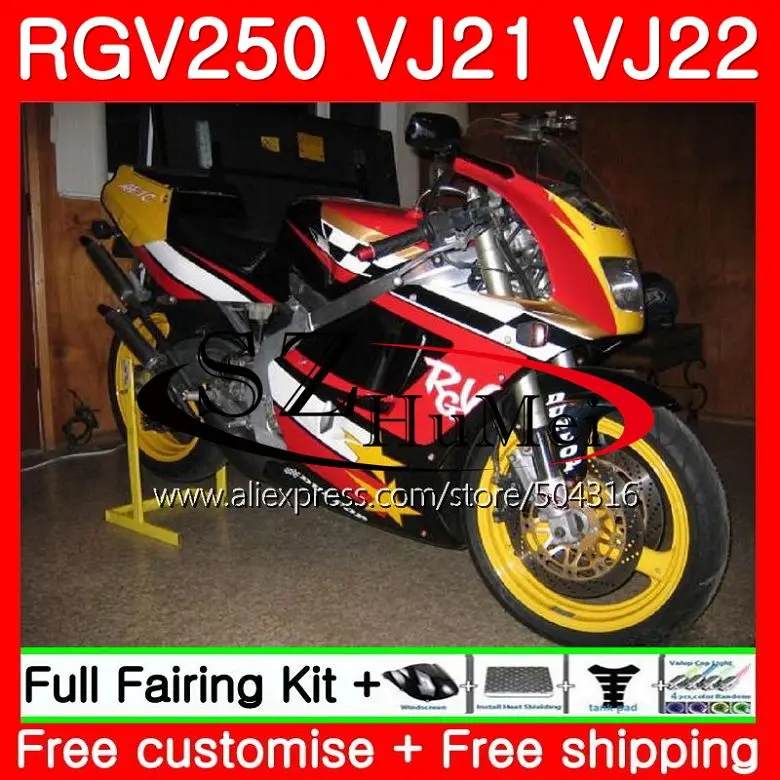 Боди для SUZUKI VJ21 RGV250 88 89 90 91 92 93 желтый красный 101SH.7 RGV 250 VJ22 1988 1989 1990 1991 1992 1993