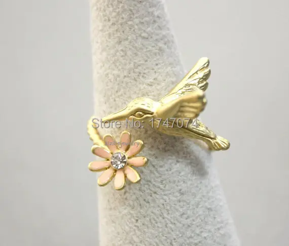 Регулируемое кольцо с птицами и животными золотистого/серебристого цвета модные