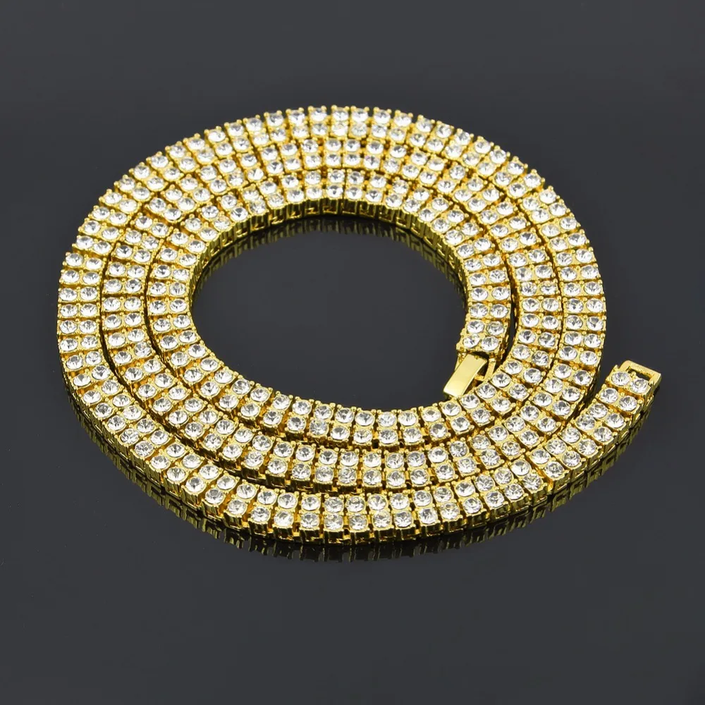 MCSAYS Хип хоп Jewelry Теннис цепи Цепочки и ожерелья CZ 2 ряда Кристалл Bling