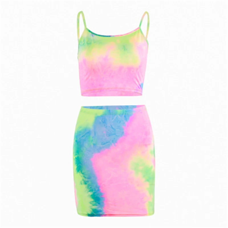 

Fashion two pieces set women clothing sexy crop tops and pencil skirt spaghetti strap two pieces outfits
