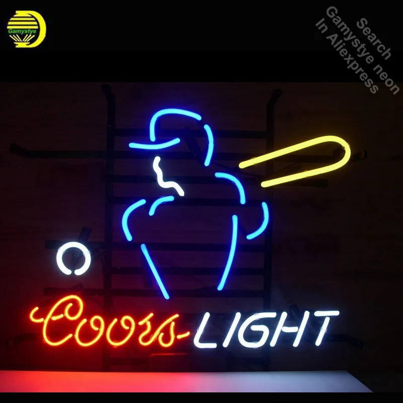 

Neon Sign for Coors Light Baseball neon bulb Sign Beer Bar Pub Neon lights glass Tube Iconic Advertise Light Pub Bar Signs