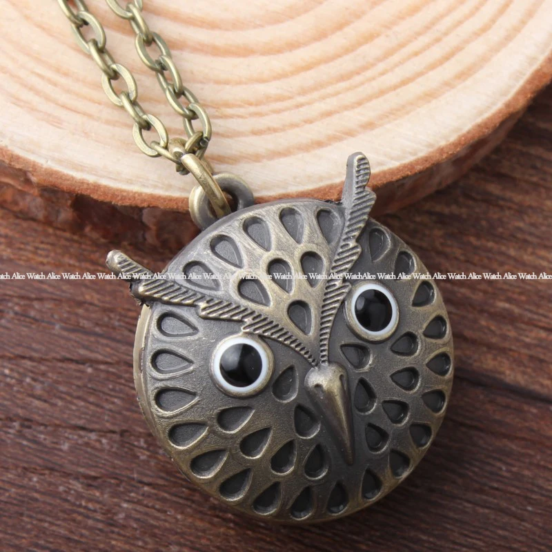 Модные новые бронзовые кварцевые карманные часы с изображением совы подвеска