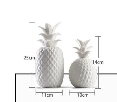 2 pcs lot porcelain pineapple ornaments simple creative white ceramic fruit home decoration | Дом и сад