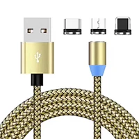 Шампанское Оптом 3 в 1 Разъемы Магнитный Usb кабель 2.4A Магнитный Usb кабель для зарядки для Iphone XS и смартфона - Цвет: Шампанское