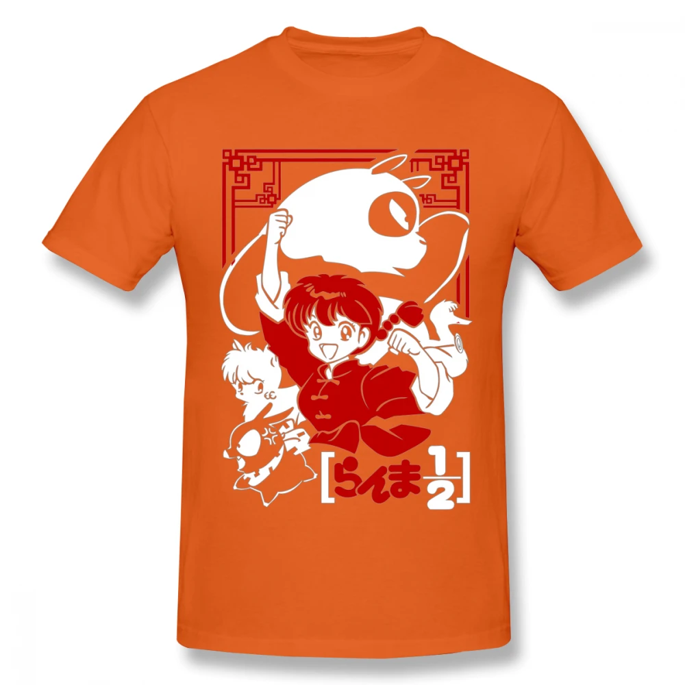 Оранжевый Повседневная мужская футболка Ranma 1/2, модная уличная футболка с круглым вырезом для мальчиков, дизайнерская футболка BONADIAO - Цвет: Оранжевый