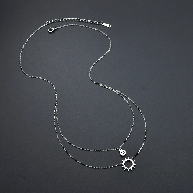 ELSEMODE нержавеющая сталь розовое золото двойной слой женское ювелирное изделие