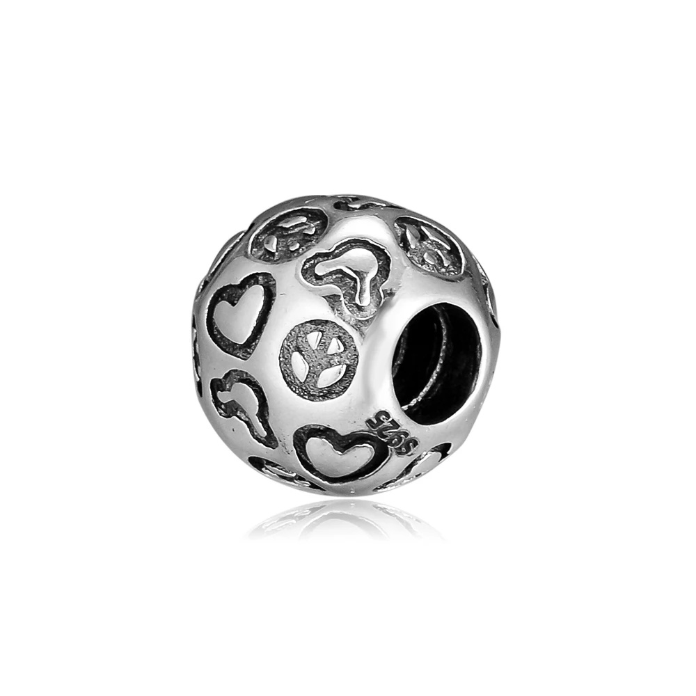 CKK Beads Charms Peace &amp Love Silver 925 Original Fits Pandora Bracelet Sterling Jewelry Making Charm Bead | Украшения и