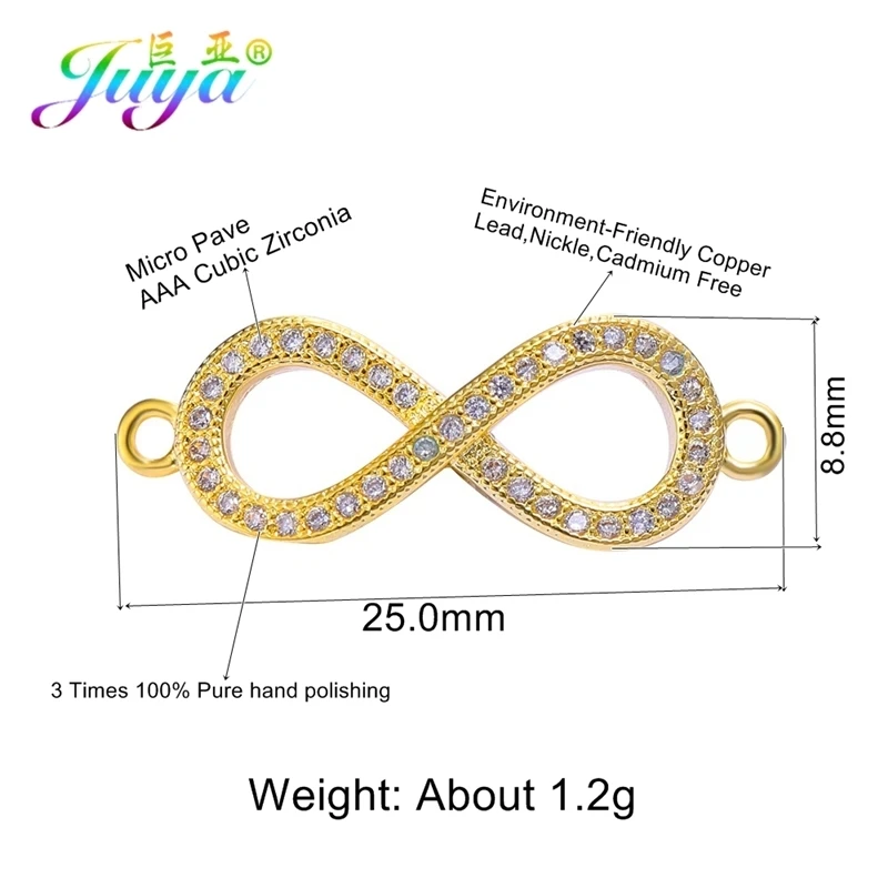 Ювелирные изделия Juya Infinity микро-ПАВЕ циркон Шарм-соединитель аксессуары для