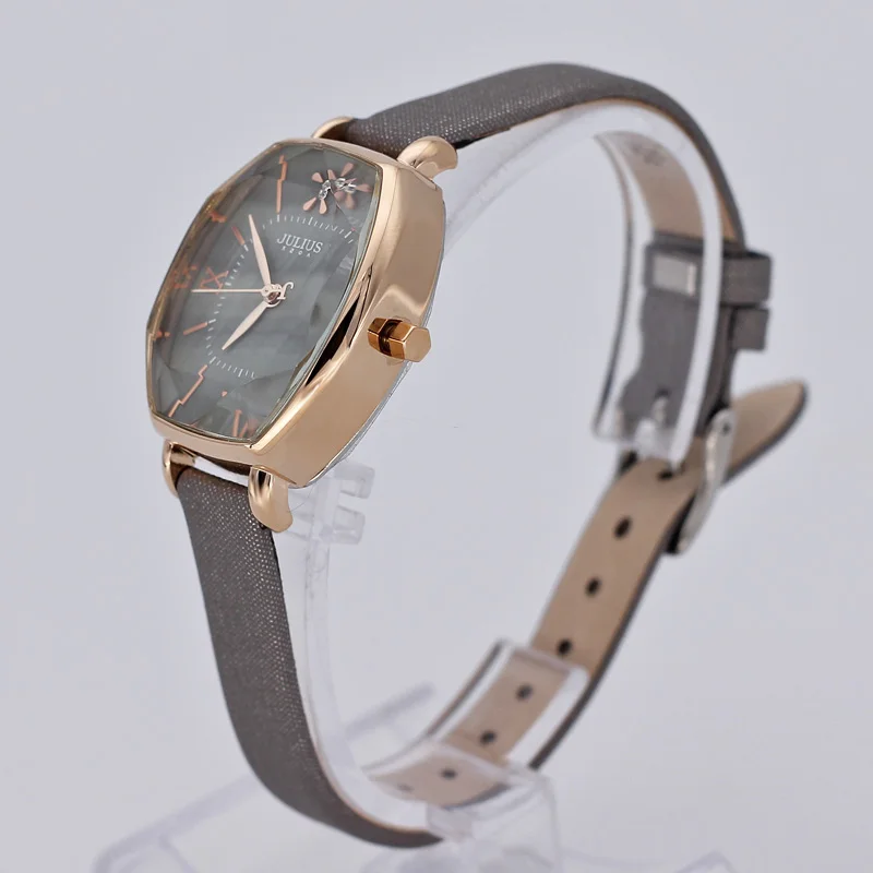 Часы наручные Julius женские элегантные модные с кожаным браслетом гравировкой