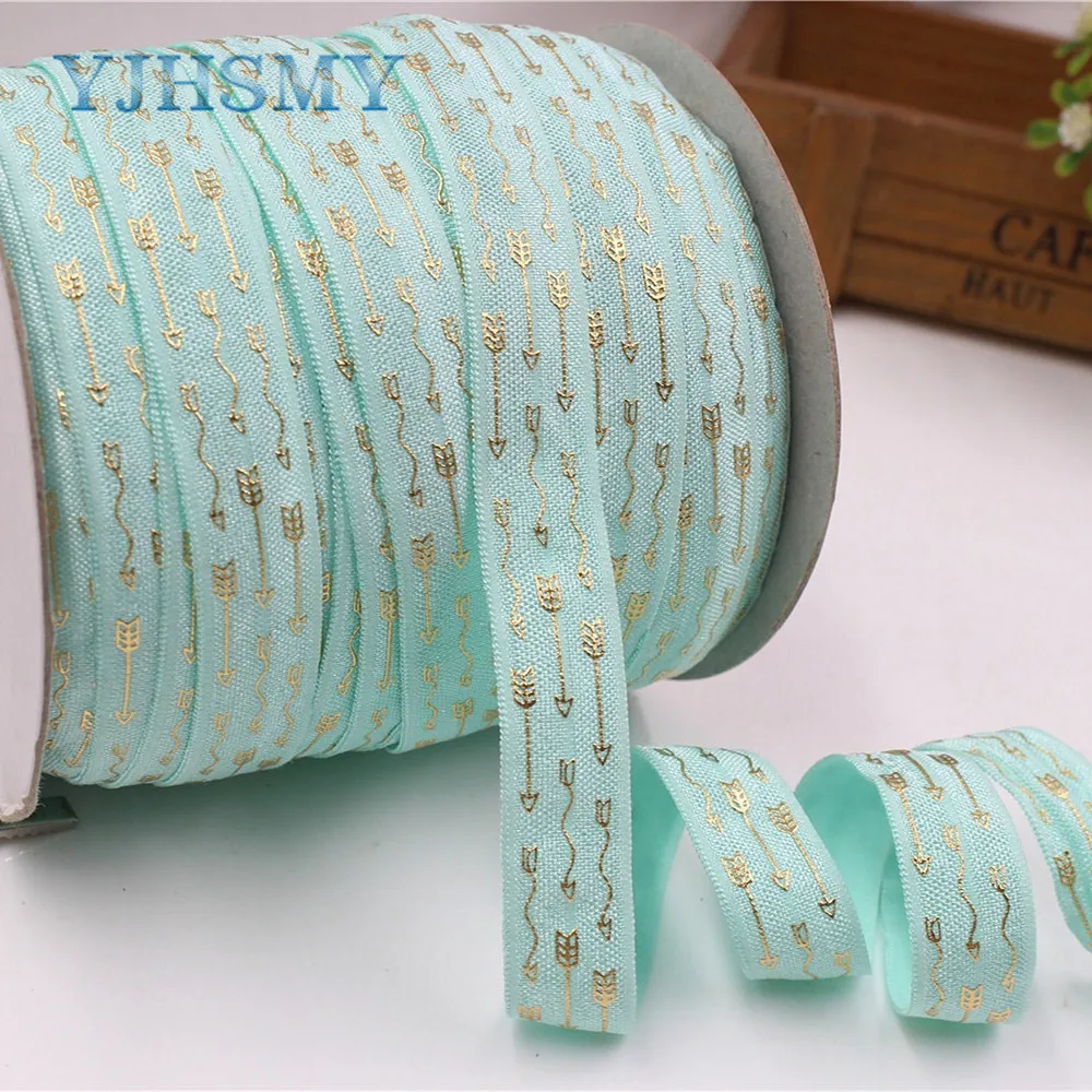 YJHSMY E 17628 381 16 мм Золотая стрелка из фольги бронзовая печать эластичная лента 10