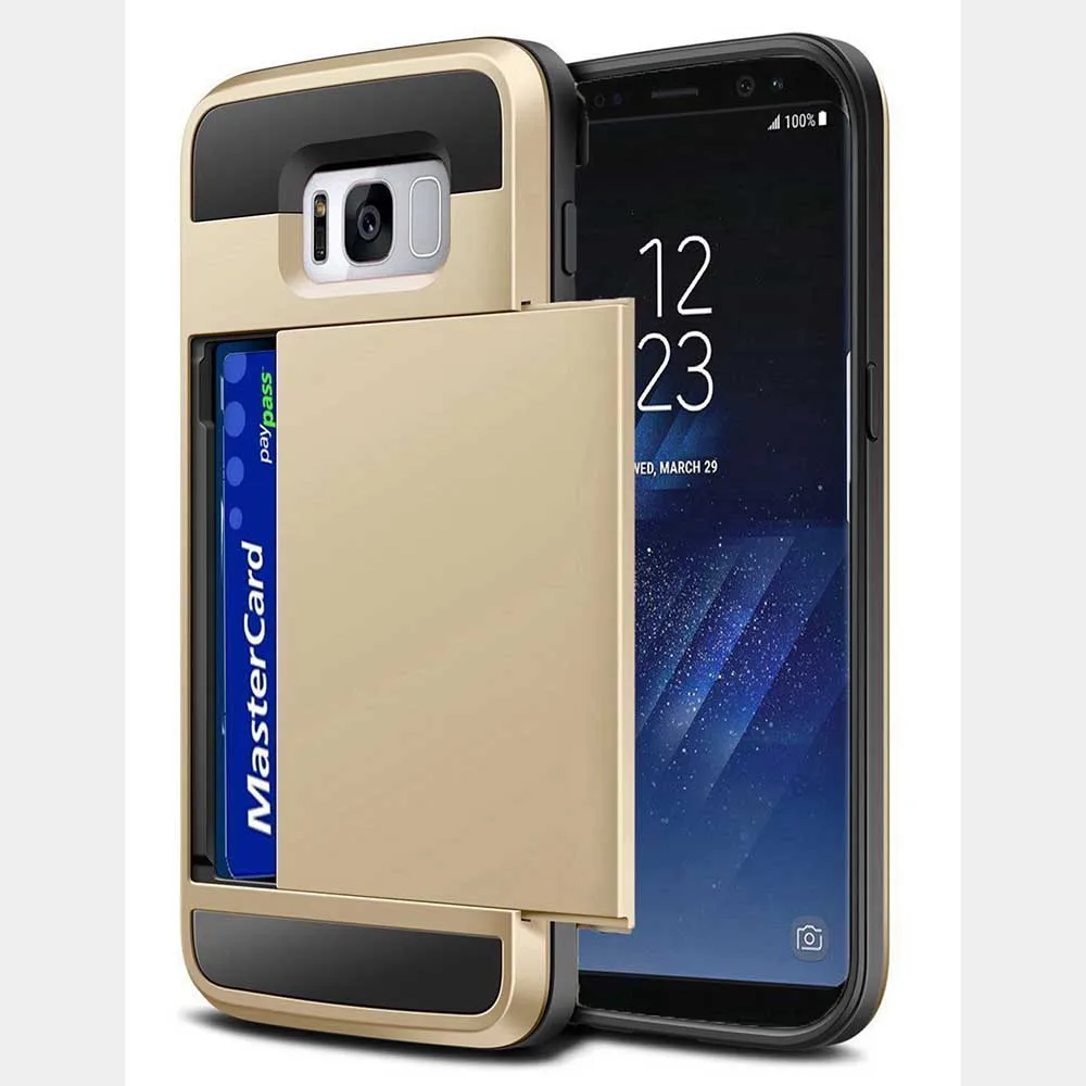 Слот Для карт Черный Противоударный Задняя Крышка для Samsung Galaxy S8 Плюс Чехол Чехлы