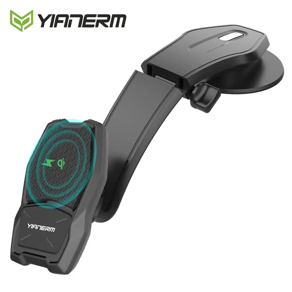 Yianerm магнитный беспроводной Автомобильный держатель для телефона Магнитная подставка QI стандартное зарядное устройство в автомобиле для iPhone X Xs 8 Plus samsung S8 S7