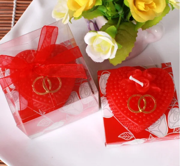 Свечи в форме сердца с красным/розовым жемчугом 10 шт.|heart rose|gift favorgift gifts |