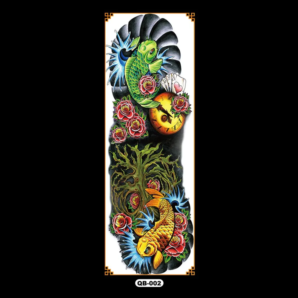 QB полная рука цветок татуировки стикер водонепроницаемый временный рукав для