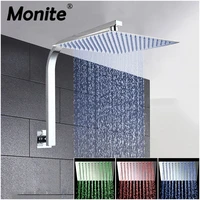Monite 8 12 16 Inch Bathroom Shower Faucet Set Ultra-thin Panel Wall Mounted Rainfall Head Mixer Waterfall Rain Bathroom Faucets