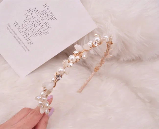 

Women Hair Hoops Rhinestone Peal Headband Rhinestone Princess Hairband Girls Dance Party Sexy Boutique Hair Accessories