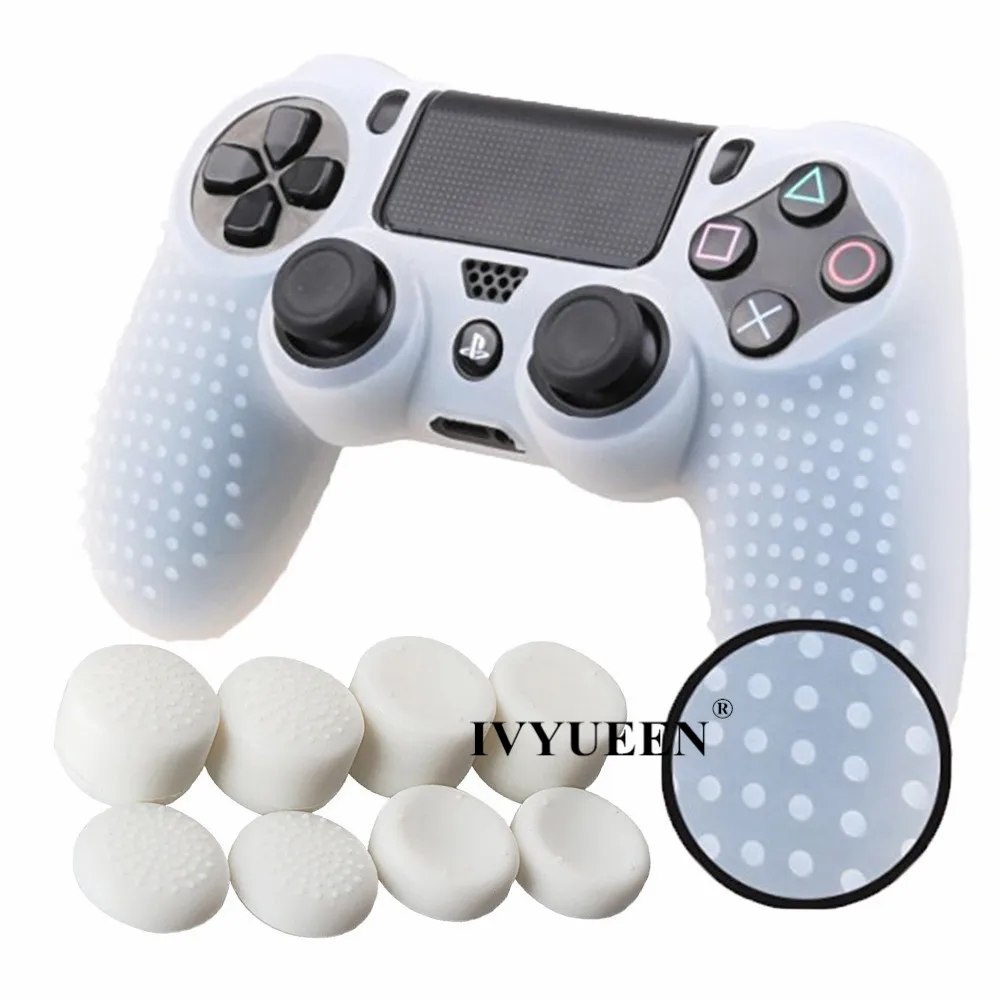 IVYUEEN 9 в 1 с шипами для ухода за кожей кожи Dualshock 4 PS4 Pro тонкий защитный чехол-Обложка с 8 рукоятка пальца шапки для Игровые приставки 4