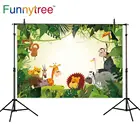 Funnytree сафари фоны для фотографий в день рождения фон джунгли с героями мультфильмов диких животных Лев лес Baby Shower Детские вечерние фон