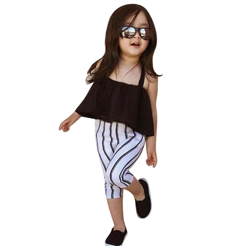 Комплект детской одежды одежда для маленьких девочек без рукавов рубашки-топики