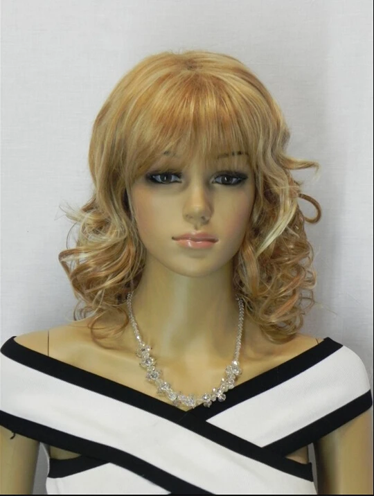 DYZ+++507 New Cosplay Short Golden Curly Fashion Wigs women's peruca hair queen wigs |