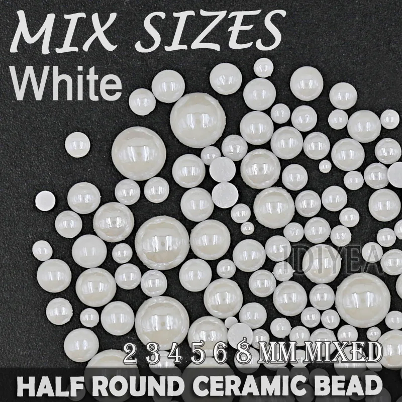 Разноцветные белые керамические бусины полукруглые жемчужные 2 мм 3 4 5 6 8 для