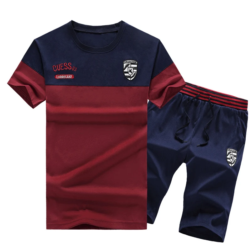 Мужской спортивный костюм футболка и шорты комплект из 2 предметов|Мужские